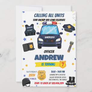 Invitation Fête d'anniversaire d'un enfant policier moderne
