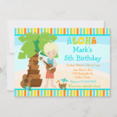Invitation Fête d'anniversaire d'un garçon blond mignon Aloha (Devant)