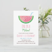 Invitation Fête d'anniversaire d'une année avec pastèque One  (Debout devant)