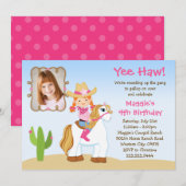 Invitation Fête d'anniversaire d'une chevelure rouge de (Devant / Derrière)