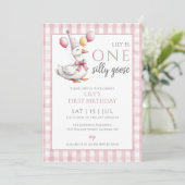 Invitation Fête d'anniversaire d'une fille à l'oie idiote 1 a (Debout devant)
