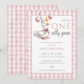 Invitation Fête d'anniversaire d'une fille à l'oie idiote 1 a (Devant / Derrière)