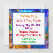 Invitation Fête d'anniversaire d'une fille à thème jumelle An (Dos)