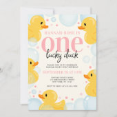 Invitation Fête d'anniversaire d'une fille de canard chanceus (Devant)