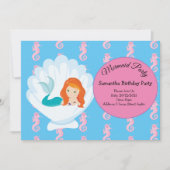 Invitation Fête d'anniversaire d'une sirène à éclaboussure (Devant)