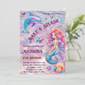 Invitation Fête D'Anniversaire D'Une Sirène De Splash (Debout devant)