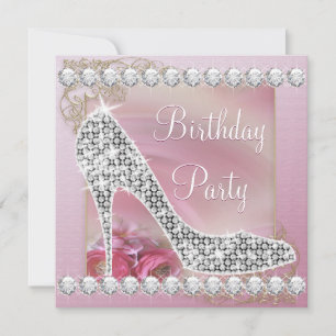 Invitation Fête d'anniversaire Dusty Pink High Heel Shoe