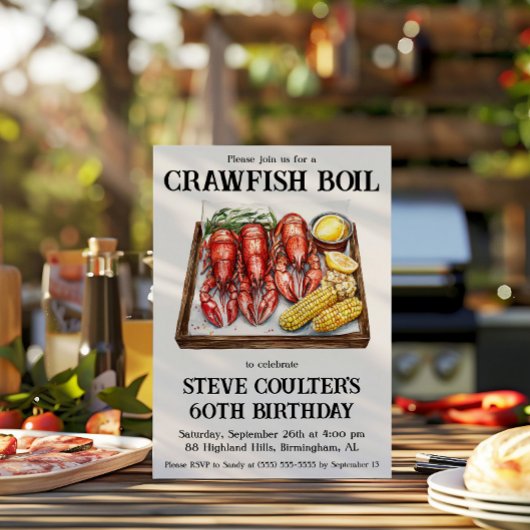 Invitation Fête d'anniversaire Écrevisses Bouillies