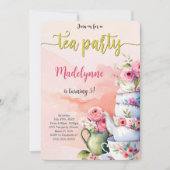 Invitation Fête d'anniversaire Editable Tea Party (Devant)