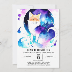 Invitation Fête d'anniversaire Editable Woodland Fox