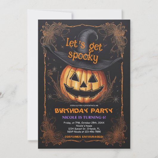 Invitation Fête d'anniversaire éffrayante Halloween (Devant)