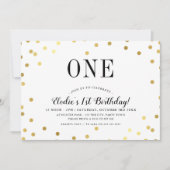 Invitation FÊTE D'ANNIVERSAIRE élégant confetti or rose fille (Devant)