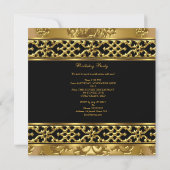 Invitation Fête d'anniversaire Elegant Damask Gold Black 3 (Dos)