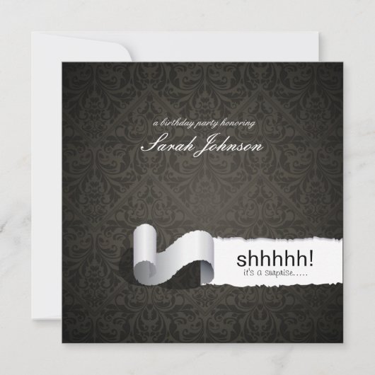 Invitation Fête d'anniversaire Elegant Damask Surprise (Devant)