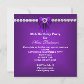 Invitation Fête d'anniversaire élégant léopard violet bow dia (Dos)