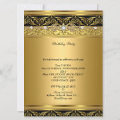 Invitation Fête d'anniversaire Élégant Or Diamant Noir Bordur (Dos)