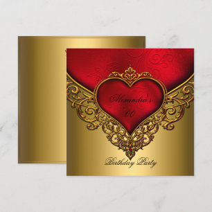 Invitation Fête d'anniversaire élégante 40 ans Joyau Or Rouge