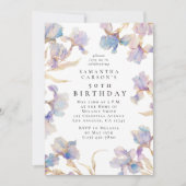 Invitation Fête d'anniversaire élégante à l'aquarelle avec ir (Devant)