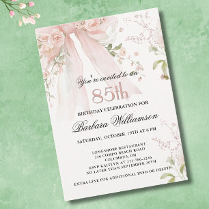 Invitation Fête d'anniversaire élégante aquarelle fleurs rose