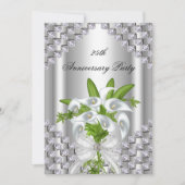 Invitation Fête d'anniversaire élégante argent blanc floral 2 (Devant)