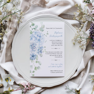 Invitation Fête d'anniversaire élégante aux fleurs bleues pou