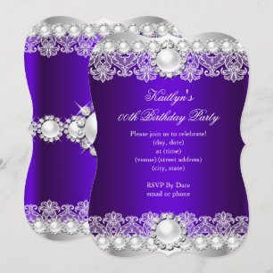 Invitation Fête d'anniversaire élégante aux perles et dentell
