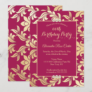 Invitation Fête d'anniversaire élégante aux perles florales b
