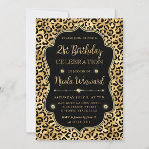 Invitation Fête d'anniversaire élégante avec imprimé léopard