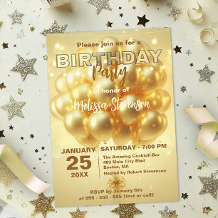 Invitation Fête d'anniversaire élégante avec lumières de rêve