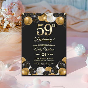 Invitation Fête d'anniversaire élégante avec paillettes noire