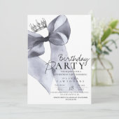 Invitation Fête d'anniversaire élégante avec un nœud noir (Debout devant)