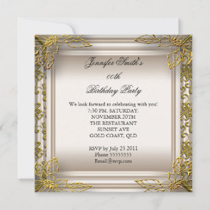 Invitation Fête d'anniversaire élégante beige crème damassé