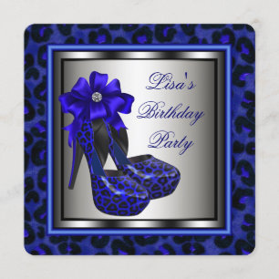Invitation Fête d'anniversaire élégante bleu royal