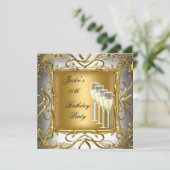 Invitation Fête d'anniversaire Elégante Champagne d'or d'arge (Debout devant)