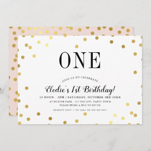 Invitation FÊTE D'ANNIVERSAIRE élégante confetti rose or