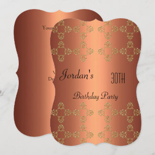 Invitation Fête d'anniversaire élégante cuivre or 30 ans
