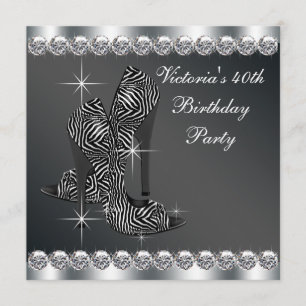 Invitation Fête d'anniversaire élégante de 40 ans pour femme