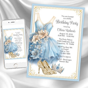 Invitation Fête d'anniversaire élégante de Cendrillon 