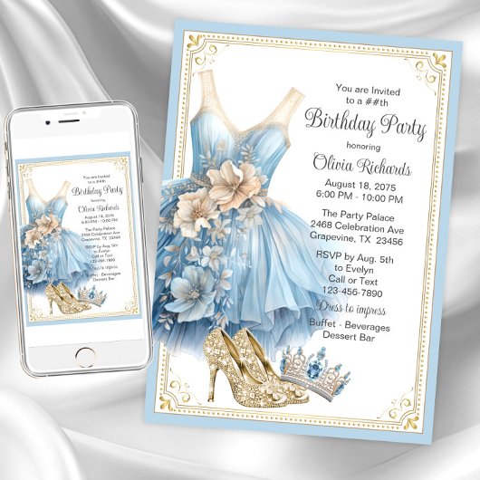 Invitation Fête d'anniversaire élégante de Cendrillon