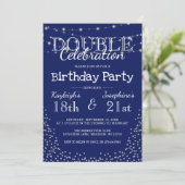 Invitation Fête d'anniversaire élégante de double célébration (Debout devant)
