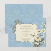 Invitation Fête d'anniversaire élégante de marguerites (Devant / Derrière)