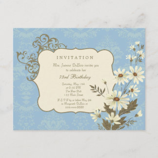Invitation Fête d'anniversaire élégante de marguerites