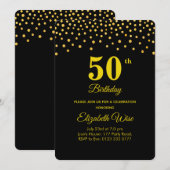 Invitation Fête d'anniversaire élégante dorée 50 ans (Devant / Derrière)
