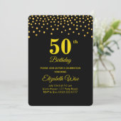 Invitation Fête d'anniversaire élégante dorée 50 ans (Debout devant)