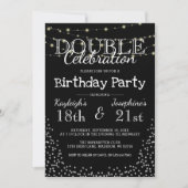 Invitation Fête d'anniversaire élégante double célébration (Devant)