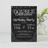 Invitation Fête d'anniversaire élégante double célébration (Debout devant)