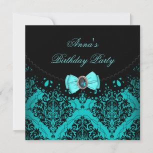 Invitation Fête d'anniversaire élégante en dentelle damassée 