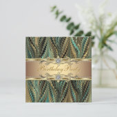 Invitation Fête d'anniversaire élégante en or et bleu sarcell (Debout devant)