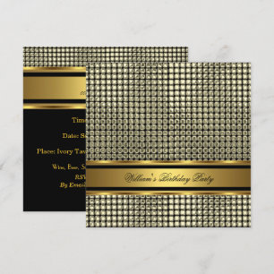 Invitation Fête d'anniversaire élégante en or pour homme