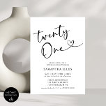 Invitation Fête d'anniversaire élégante et moderne pour 21 an<br><div class="desc">Célébrez avec style grâce à notre invitation de fête d'anniversaire 21 ans Moderne Élégante ! Avec un design épuré, une typographie audacieuse et des accents sophistiqués, cette invitation capture parfaitement l'excitation d'atteindre une étape aussi importante. Que vous planifiez une soirée chic ou une célébration pleine de fun, cette invitation donne...</div>